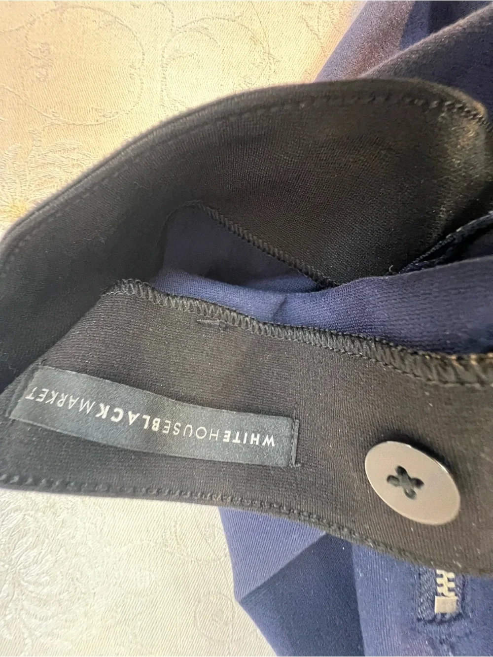 White House Black Market The Skinny Ankle Pants Knit Stretch Navy Side Zip 0👍